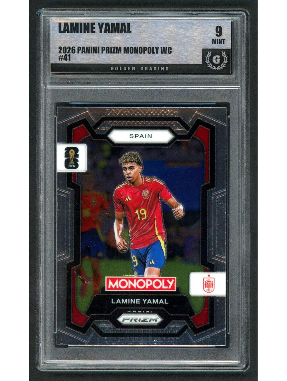 2026 Panini Prizm Monopoly FIFA World Cup Lamine Yamal Spain #41 Graded Mint 9